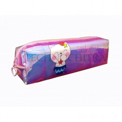 TECHNOCHITRA New Translucent Cute Kitty Printed Flexible Zipper Pouch for Girls and Kids