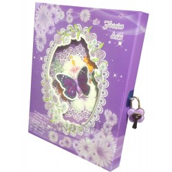TECHNOCHITRA 3D Butter fly Printed Lock Diary for Girls