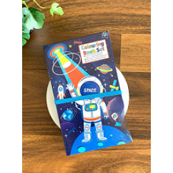 TECHNOCHITRA Astronaut Foldable Coloring Kit with Coloring Book, Scratch Book and Colors for Kids