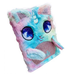 TECHNOCHITRA 3D Unicorn Face Soft Fur Diary Notebook Girls 